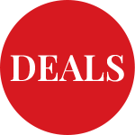 Red circle icon with the word "DEALS" in white text.